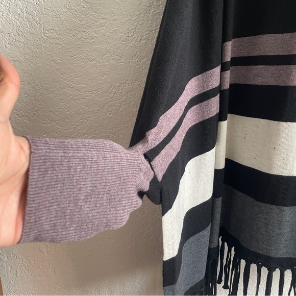 Smartwool Black Stripe Shadow Pine Scarf Wrap Shawl Small Medium Fringe Wool - Picture 11 of 11